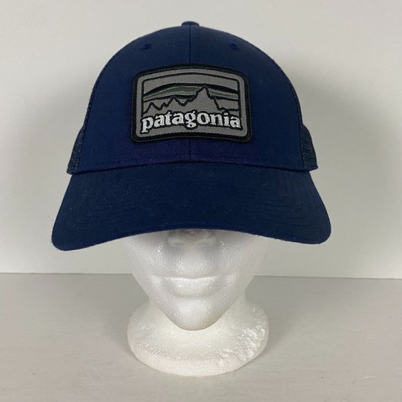 Patagonia Snapback Hat Cap Patch Mesh Organic Cotton Blue - Picture 1 of 8